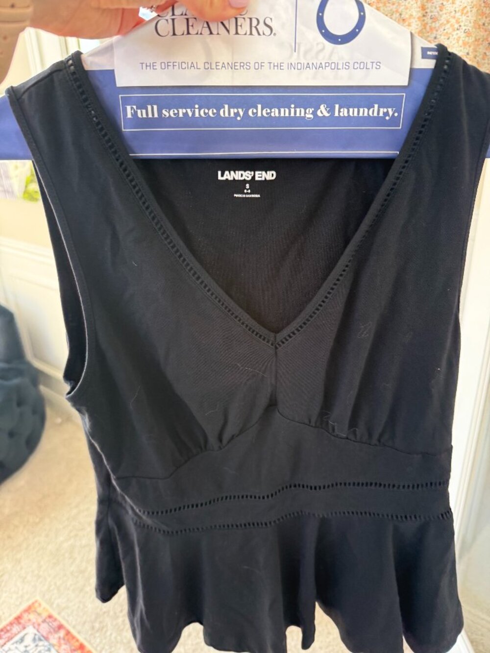 Land's End Peplum Sleeveless Eyelet Top - Small
